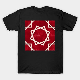 Octagrams on Red Clouds Pattern T-Shirt